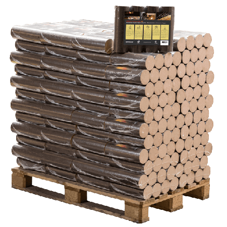 Runde Buche Brikettspallet 96 Packungen x 10 kg (960 kg)